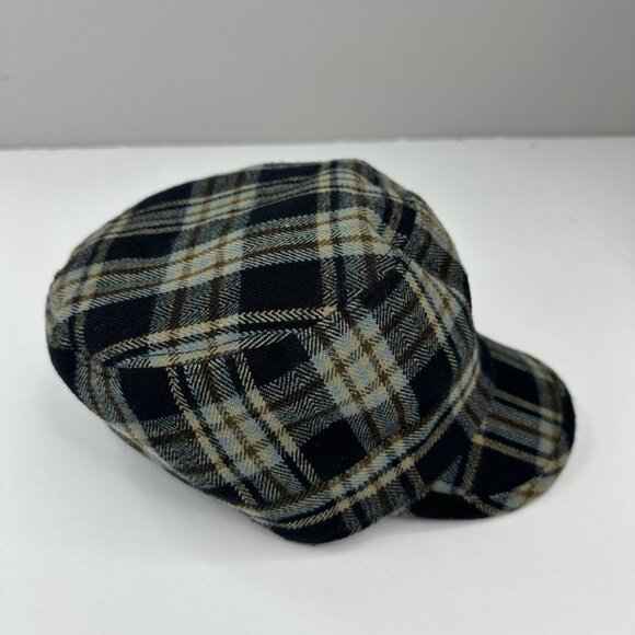 D&Y Women's Black Blue Plaid Cadet Preppy BOHO Hat S/M - Picture 4 of 12